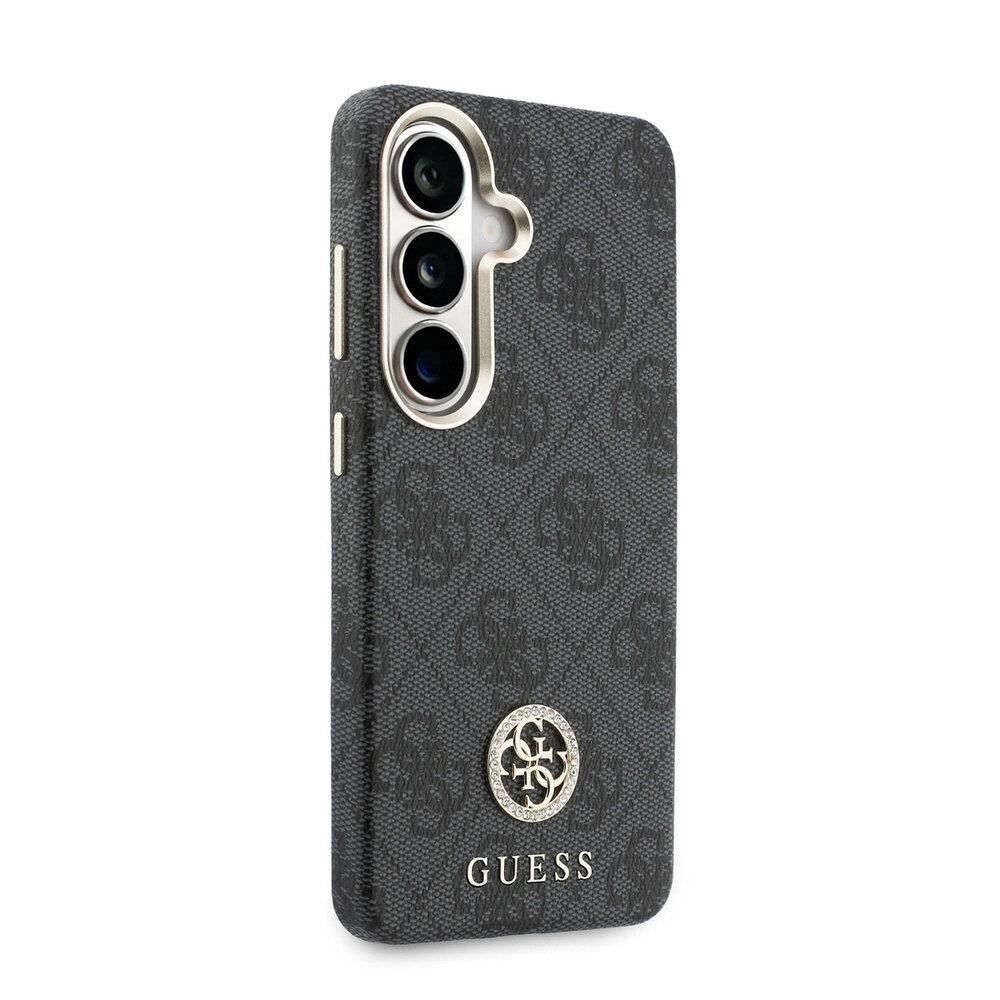 Guess Guess Galaxy S26 Back cover case - Magsafe PU Leather - 4G Strass Logo - Gold Edge - Black