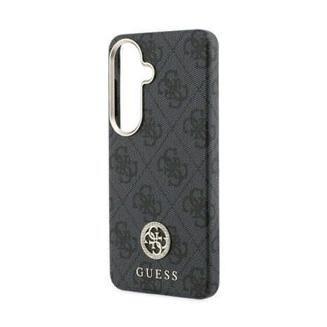 Guess Guess Galaxy S26 Back cover case - Magsafe PU Leather - 4G Strass Logo - Gold Edge - Black