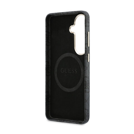 Guess Guess Galaxy S26 Back cover coque - Magsafe PU Leather - 4G Strass Logo - Gold Edge - Noir