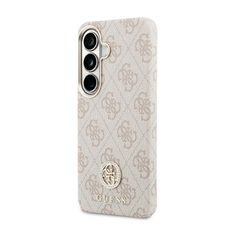 Guess Guess Galaxy S26 Backcover hoesje - Magsafe PU Leather - 4G Strass Logo - Gold Edge - Roze