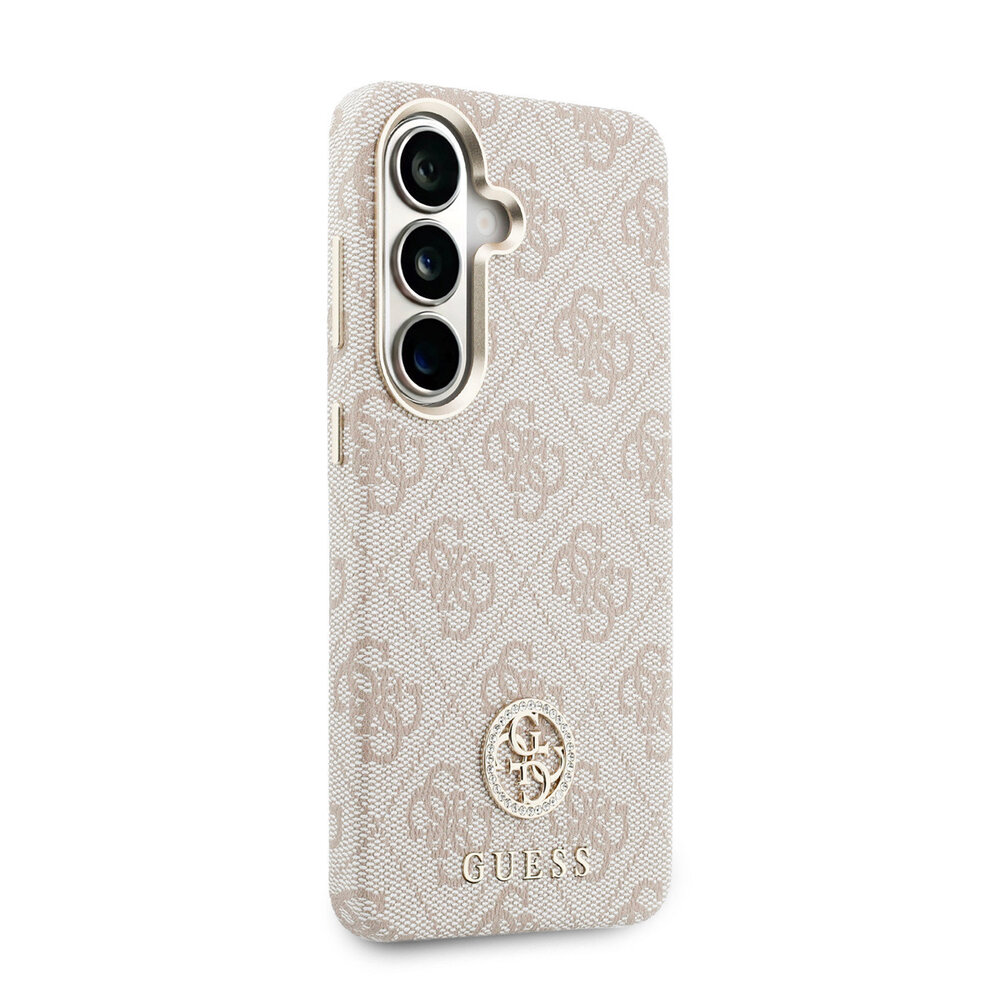 Guess Guess Galaxy S26 Backcover hoesje - Magsafe PU Leather - 4G Strass Logo - Gold Edge - Roze