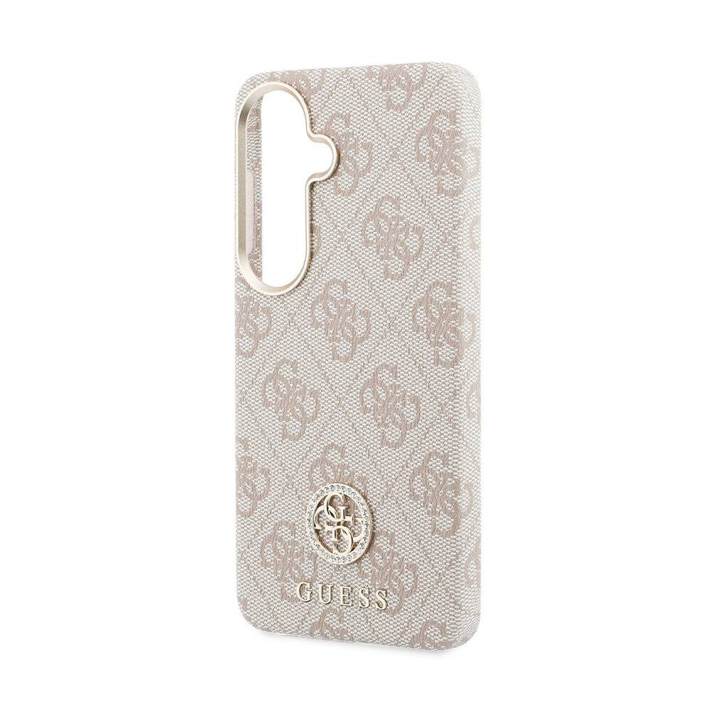Guess Guess Galaxy S26 Backcover hoesje - Magsafe PU Leather - 4G Strass Logo - Gold Edge - Roze