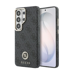 Guess Galaxy S26 Ultra Backcover hoesje - Magsafe PU Leather - 4G Strass Logo - Gold Edge - Zwart