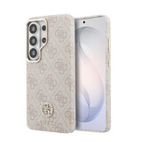 Guess Guess Galaxy S26 Ultra Backcover hoesje - Magsafe PU Leather - 4G Strass Logo - Gold Edge - Roze