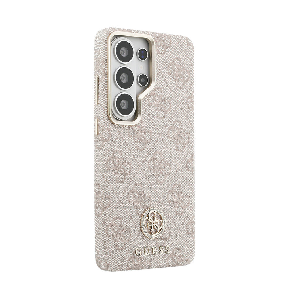 Guess Guess Galaxy S26 Ultra Back-Cover hul - Magsafe PU Leather - 4G Strass Logo - Gold Edge - Rosa