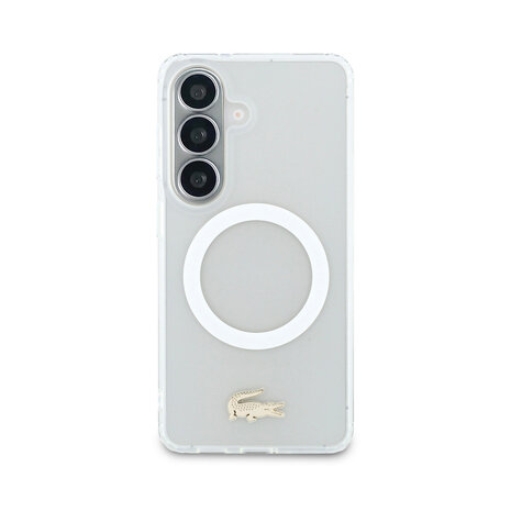 Lacoste Lacoste Galaxy S26 Back-Cover hul - MagSafe - Transparent Case With Frosted Finish - Gold Edge - Weiß