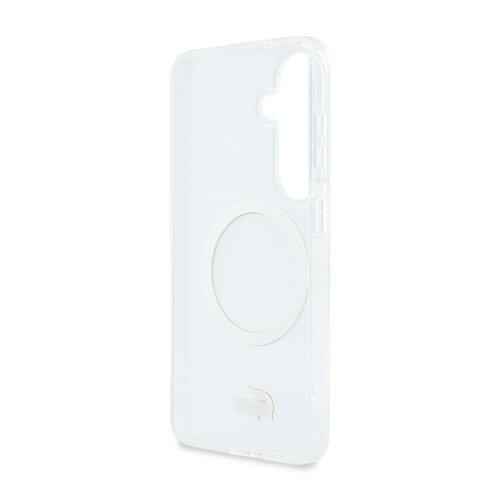 Lacoste Lacoste Galaxy S26 Backcover hoesje - MagSafe - Transparent Case With Frosted Finish - Gold Edge - Wit
