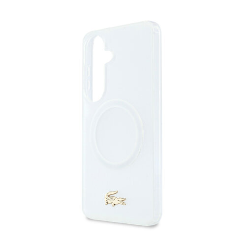 Lacoste Lacoste Galaxy S26 Backcover hoesje - MagSafe - Transparent Case With Frosted Finish - Gold Edge - Wit