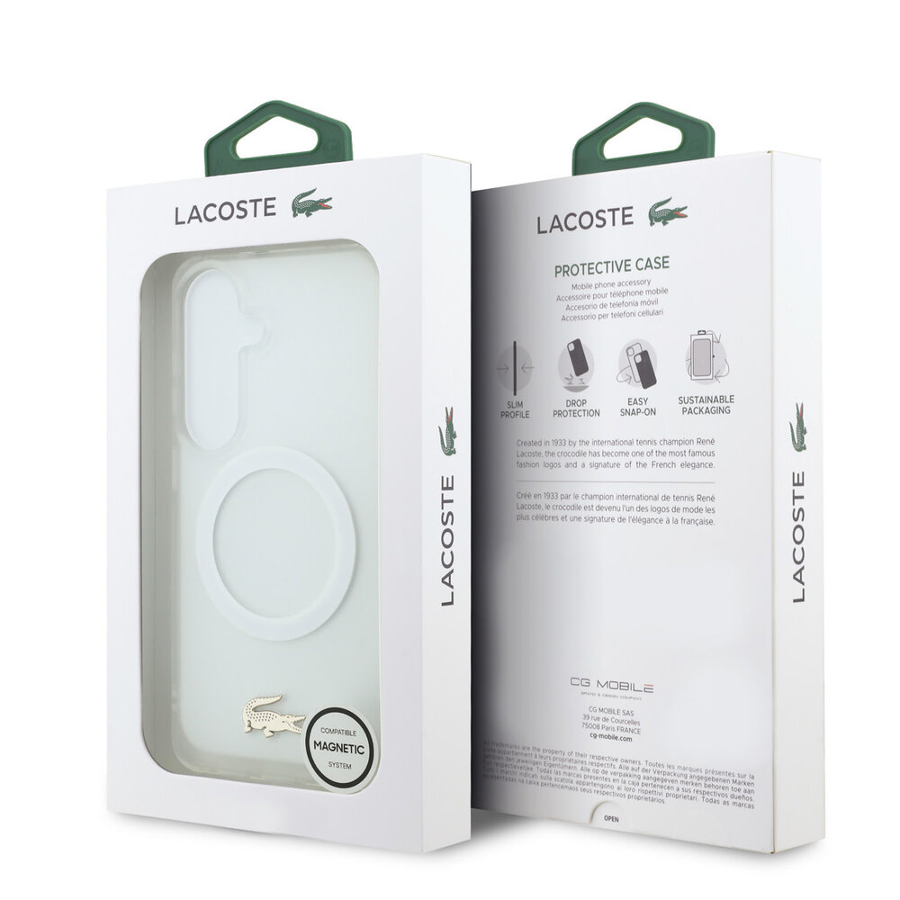 Lacoste Lacoste Galaxy S26 Back cover case - MagSafe - Transparent Case With Frosted Finish - Gold Edge - White Lacoste Lacoste Galaxy S26 Back cover case - MagSafe - Transparent Case With Frosted Finish - Gold Edge - White