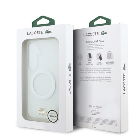 Lacoste Lacoste Galaxy S26 Back cover case - MagSafe - Transparent Case With Frosted Finish - Gold Edge - White Lacoste Lacoste Galaxy S26 Back cover case - MagSafe - Transparent Case With Frosted Finish - Gold Edge - White
