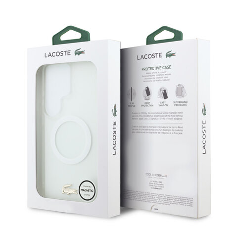 Lacoste Lacoste Galaxy S26 Ultra Back cover coque - MagSafe - Transparent Case With Frosted Finish - Gold Edge - Blanc