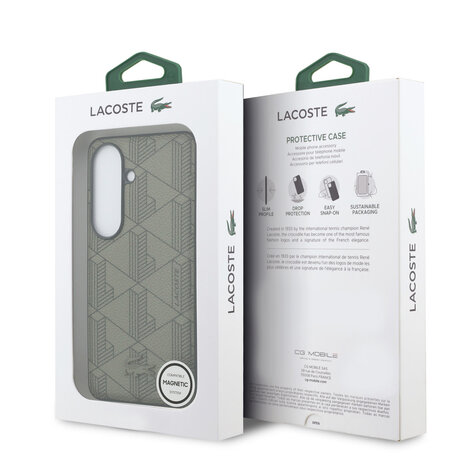 Lacoste Lacoste Galaxy S26 Backcover hoesje - MagSafe - The Blend Monogram - Khaki Lacoste Lacoste Galaxy S26 Backcover hoesje - MagSafe - The Blend Monogram - Khaki