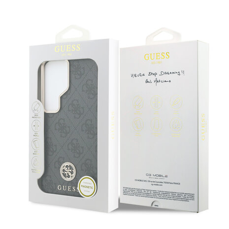 Guess Guess Galaxy S26 Ultra Back cover coque - Magsafe PU Leather - 4G Strass Logo - Gold Edge - Noir Guess Guess Galaxy S26 Ultra Back cover coque - Magsafe PU Leather - 4G Strass Logo - Gold Edge - Noir