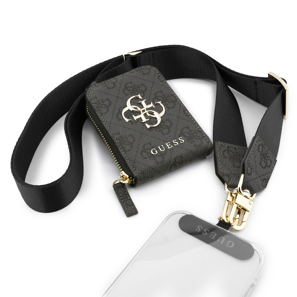 Guess Guess Crossbody Strap With Purse - 4G Big Metal Logo - Black