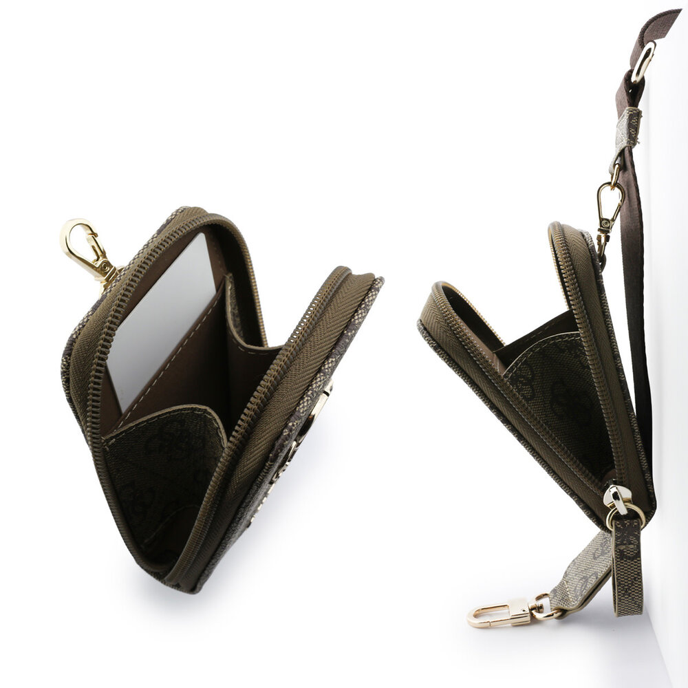 Guess Guess Crossbody Strap With Purse - 4G Big Metal Logo - Brown