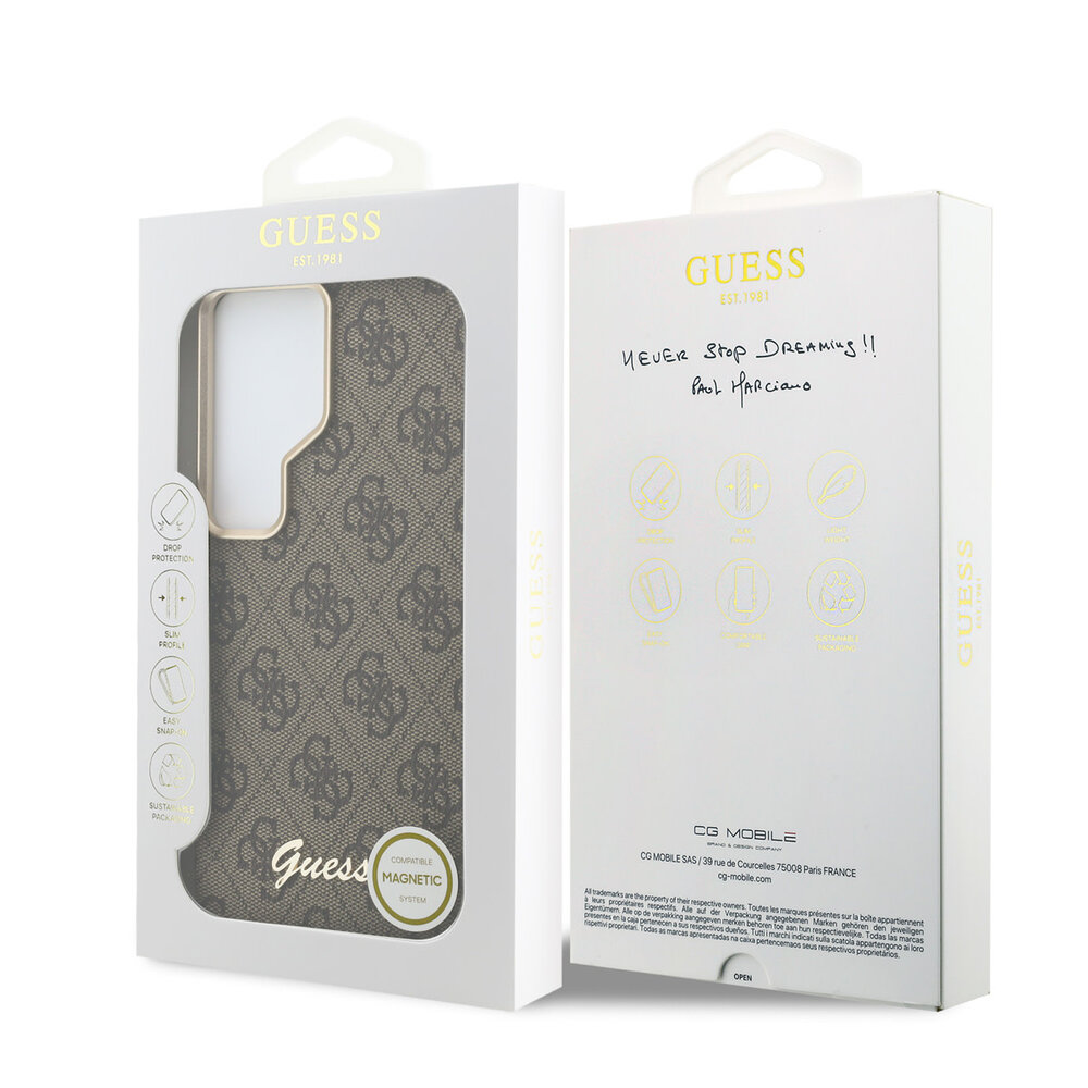 Guess Guess Galaxy S26 Ultra Back-Cover hul - MagSafe - 4G Script Metal Logo - Braun