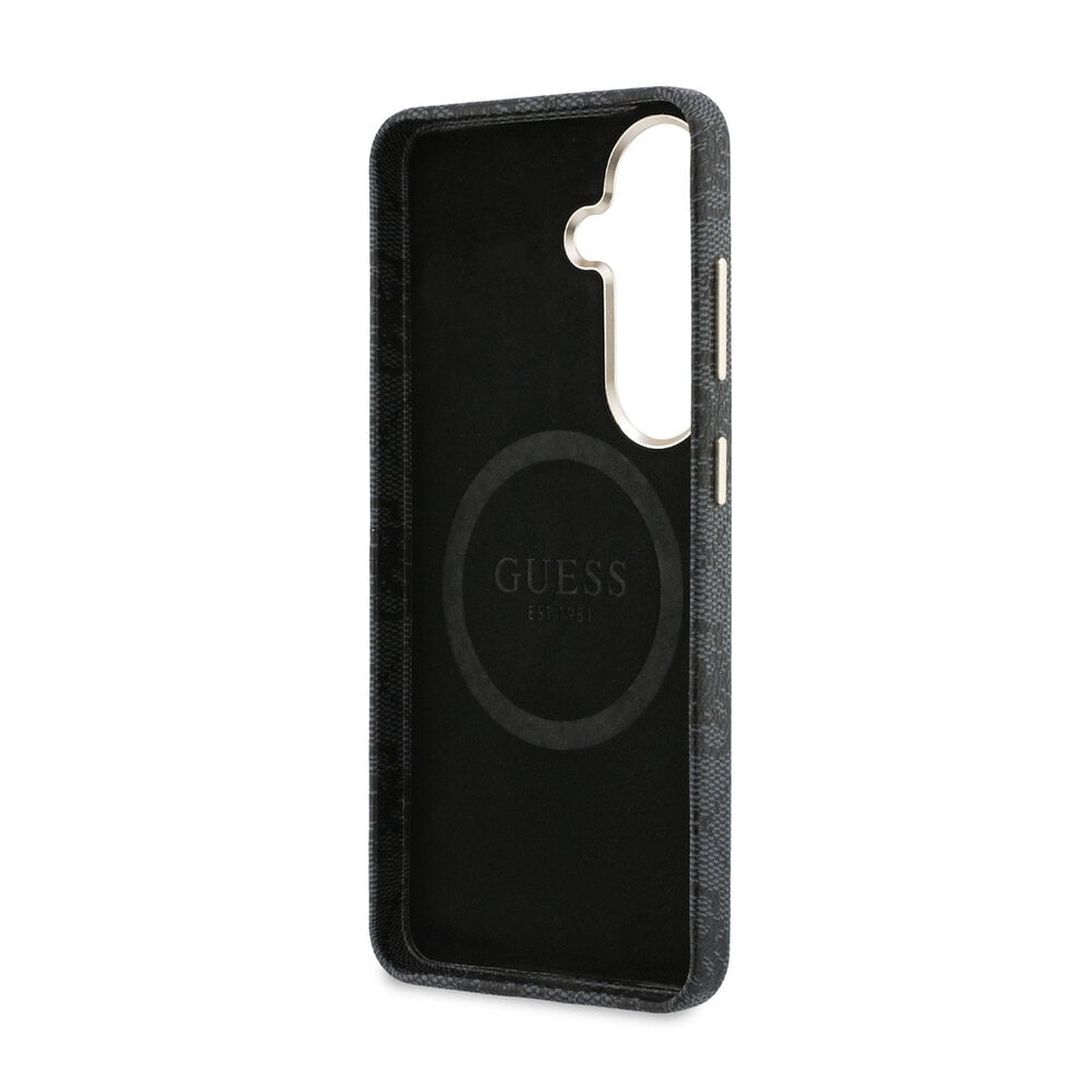 Guess Guess Galaxy S26 Back cover case - Magsafe PU Leather - 4G Strass Logo - Gold Edge - Black