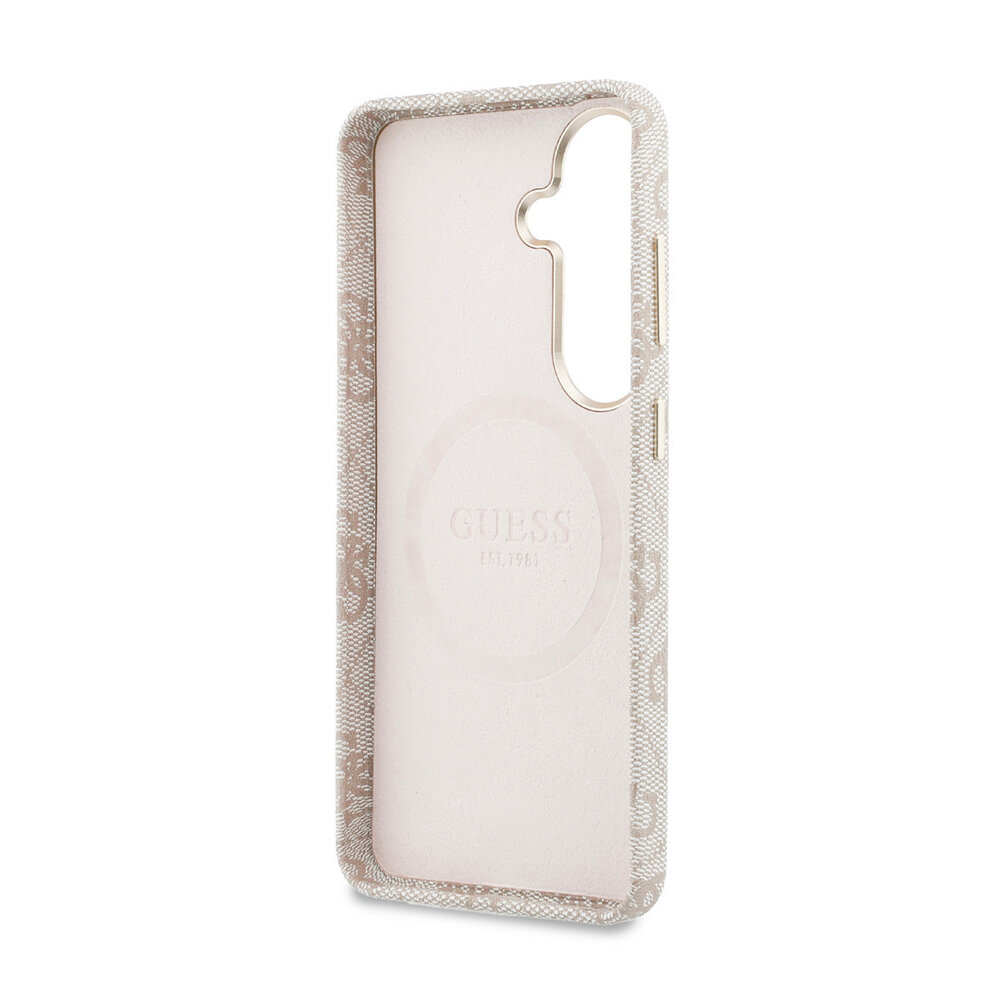 Guess Guess Galaxy S26 Back cover coque - Magsafe PU Leather - 4G Strass Logo - Gold Edge - Rose