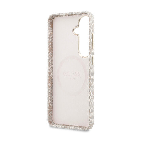 Guess Guess Galaxy S26 Back cover coque - Magsafe PU Leather - 4G Strass Logo - Gold Edge - Rose