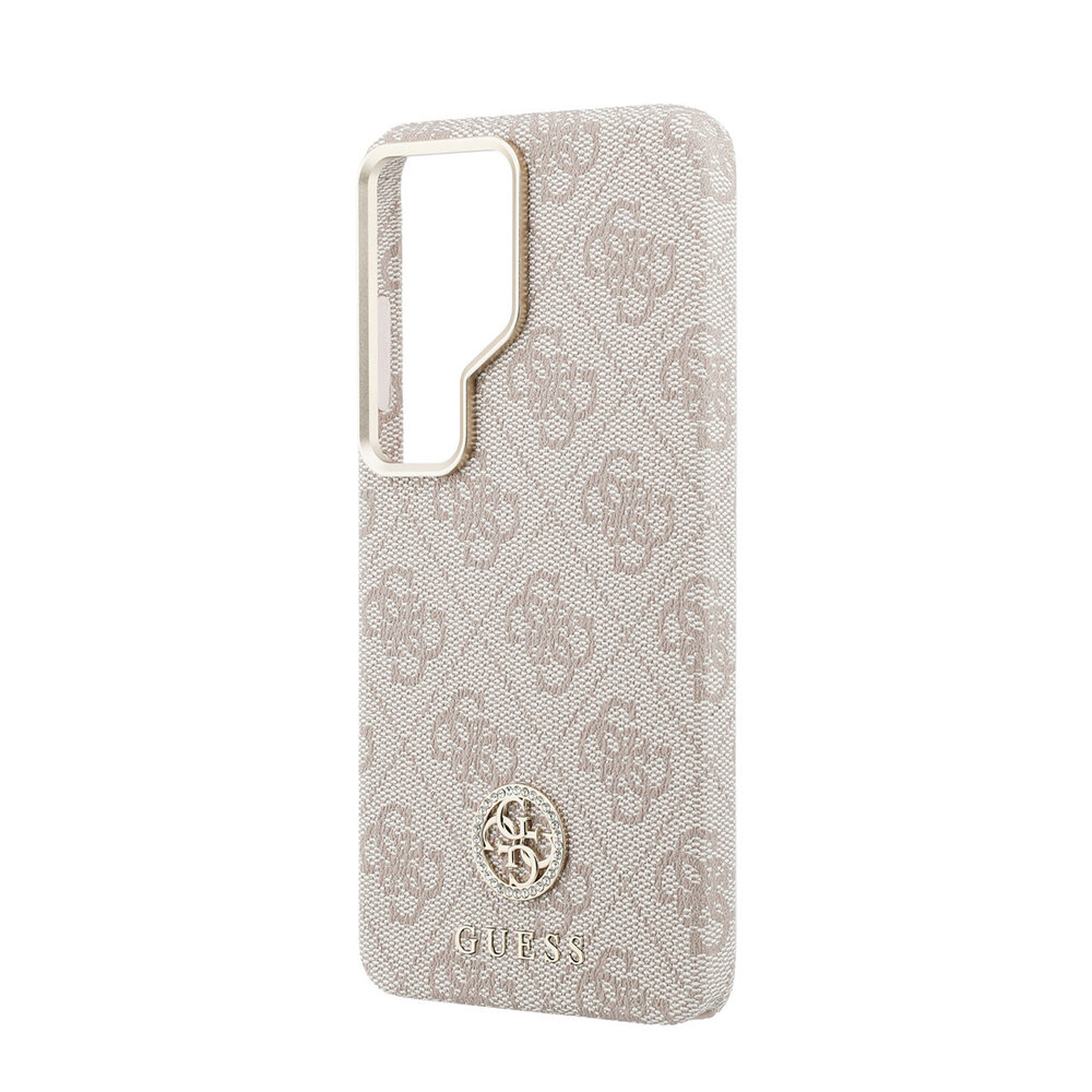 Guess Guess Galaxy S26 Ultra Backcover hoesje - Magsafe PU Leather - 4G Strass Logo - Gold Edge - Roze