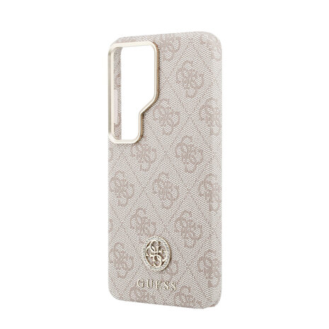 Guess Guess Galaxy S26 Ultra Backcover hoesje - Magsafe PU Leather - 4G Strass Logo - Gold Edge - Roze