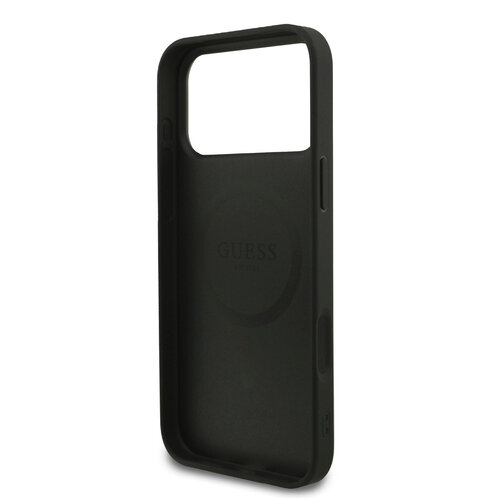 Guess Guess iPhone 17 Pro Max/iPhone 18 Pro Max MagSafe Hard Case with 4G Pattern, Triangle Logo and Pearl Strap - Black