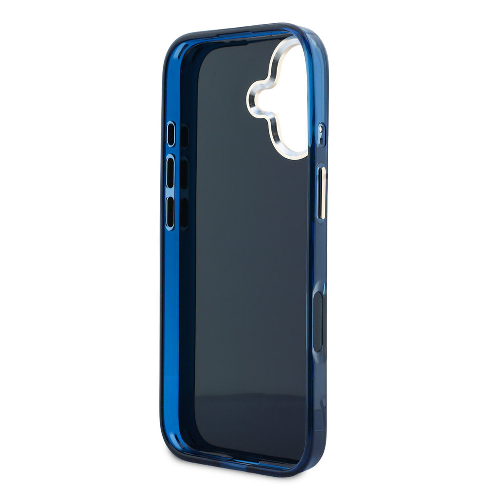 Guess Guess iPhone 17 Back cover case - 4G Script Metal Logo - Silver Edge - Blue