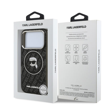 Karl Lagerfeld Karl Lagerfeld iPhone 17 Pro Max Back cover case - MagSafe - IML Karl Head Logo - Black