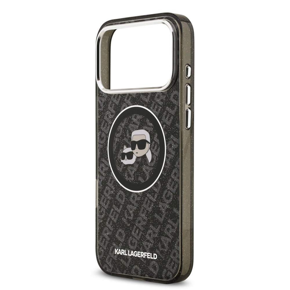 Karl Lagerfeld Karl Lagerfeld iPhone 17 Pro Max Back cover case - MagSafe - IML Glitter K&C Heads Logo - Black