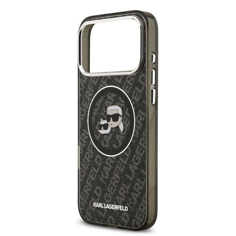 Karl Lagerfeld Karl Lagerfeld iPhone 17 Pro Max Back cover case - MagSafe - IML Glitter K&C Heads Logo - Black