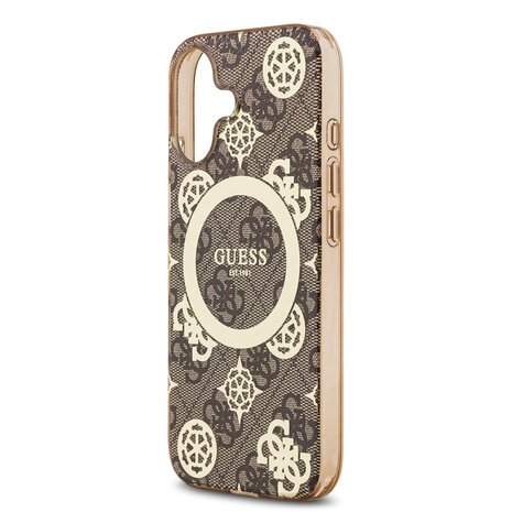 Guess Guess iPhone 17 Back cover coque - MagSafe - Peony on 4G Background - Marron