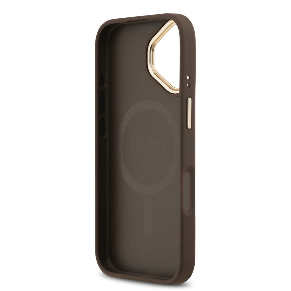 Guess Guess iPhone 17 Back-Cover hul - Magsafe - PU Leather Peony Hot Stamp Design - Braun