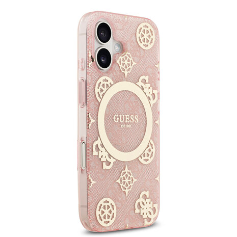 Guess Guess iPhone 17 Back cover case - MagSafe - Peony on 4G Background - Pink