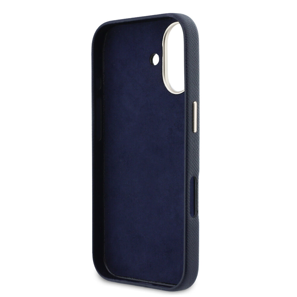 Guess Guess iPhone 17 Back cover case - MagSafe - Saffiano Leather - 4G Resin Logo - Blue