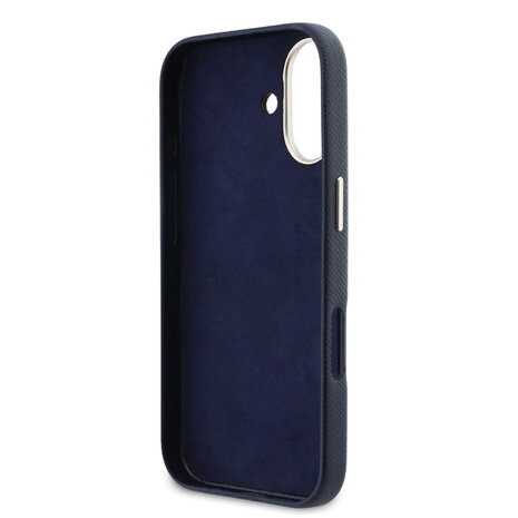 Guess Guess iPhone 17 Back cover case - MagSafe - Saffiano Leather - 4G Resin Logo - Blue