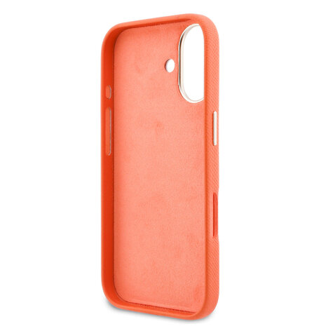 Guess Guess iPhone 17 Back-Cover hul - MagSafe - Saffiano Leather - 4G Resin Logo - Orange