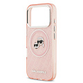Karl Lagerfeld Karl Lagerfeld iPhone 17 Pro/iPhone 18 Pro Handyhülle MagSafe IML Glitzer Logo mit Karl-&-Choupette-Köpfen - Rosa