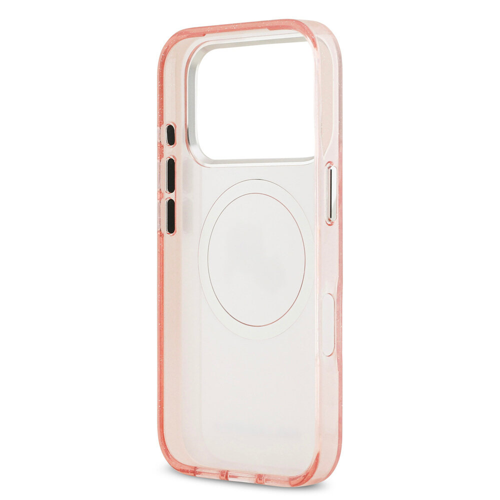 Karl Lagerfeld Karl Lagerfeld iPhone 17 Pro Back cover case - MagSafe - IML Glitter K&C Heads Logo - Pink