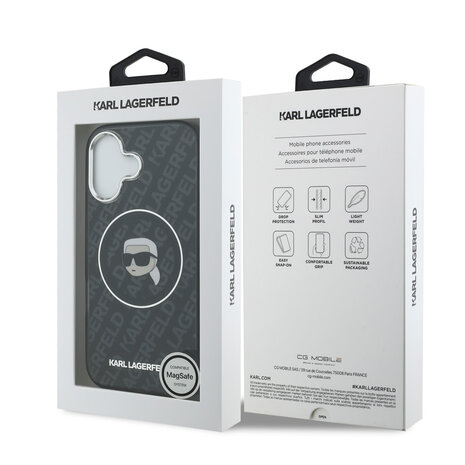 Karl Lagerfeld Karl Lagerfeld iPhone 17 Back cover case - MagSafe - IML Karl Head Logo - Black
