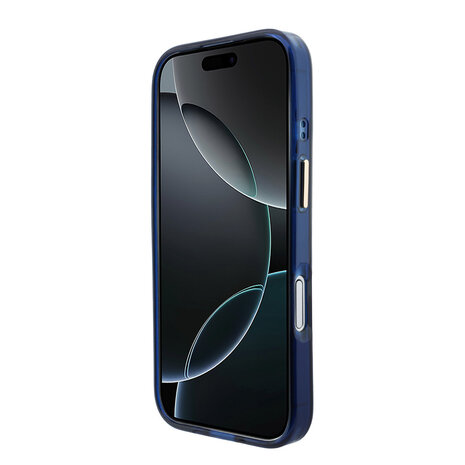 Guess Guess iPhone 17 Back cover case - Magsafe - Metal Logo - Gold Edge - Blue