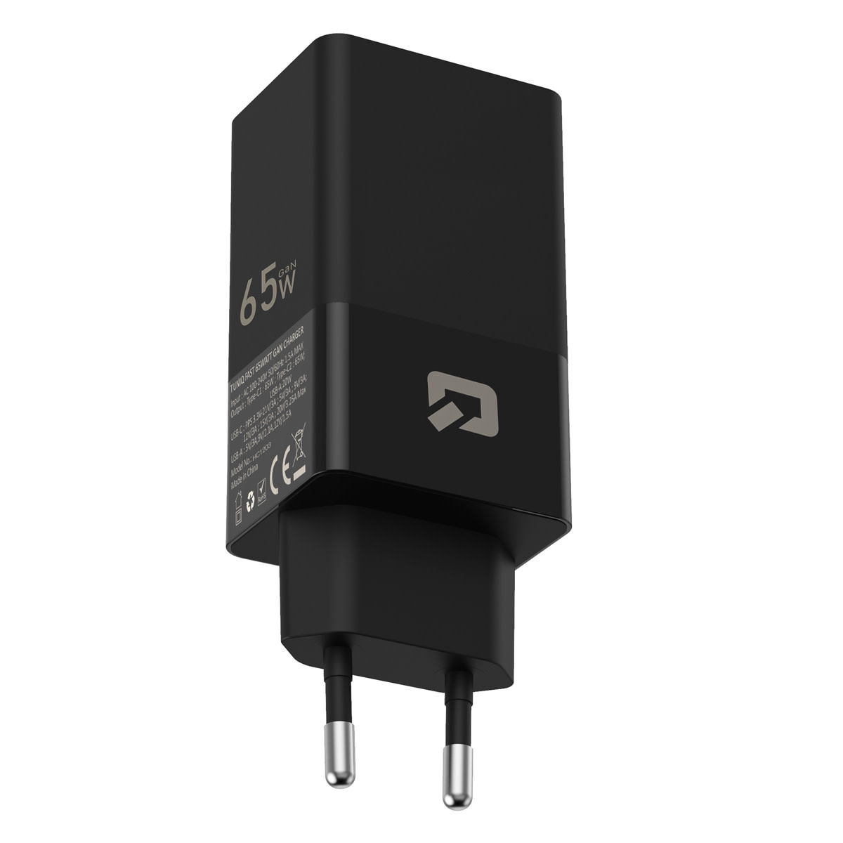 TUNIQ TUNIQ PD 65W - Thuislader met USB-C naar USB-C kabel - Zwart, foto 2 van 4
