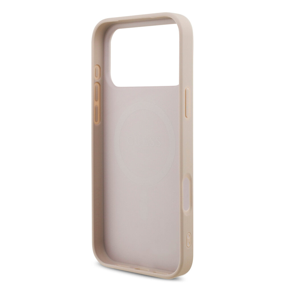 Guess Guess iPhone 17 Pro Max Back cover case - MagSafe - 4G Triangle Logo - Pearl Strap - Pink