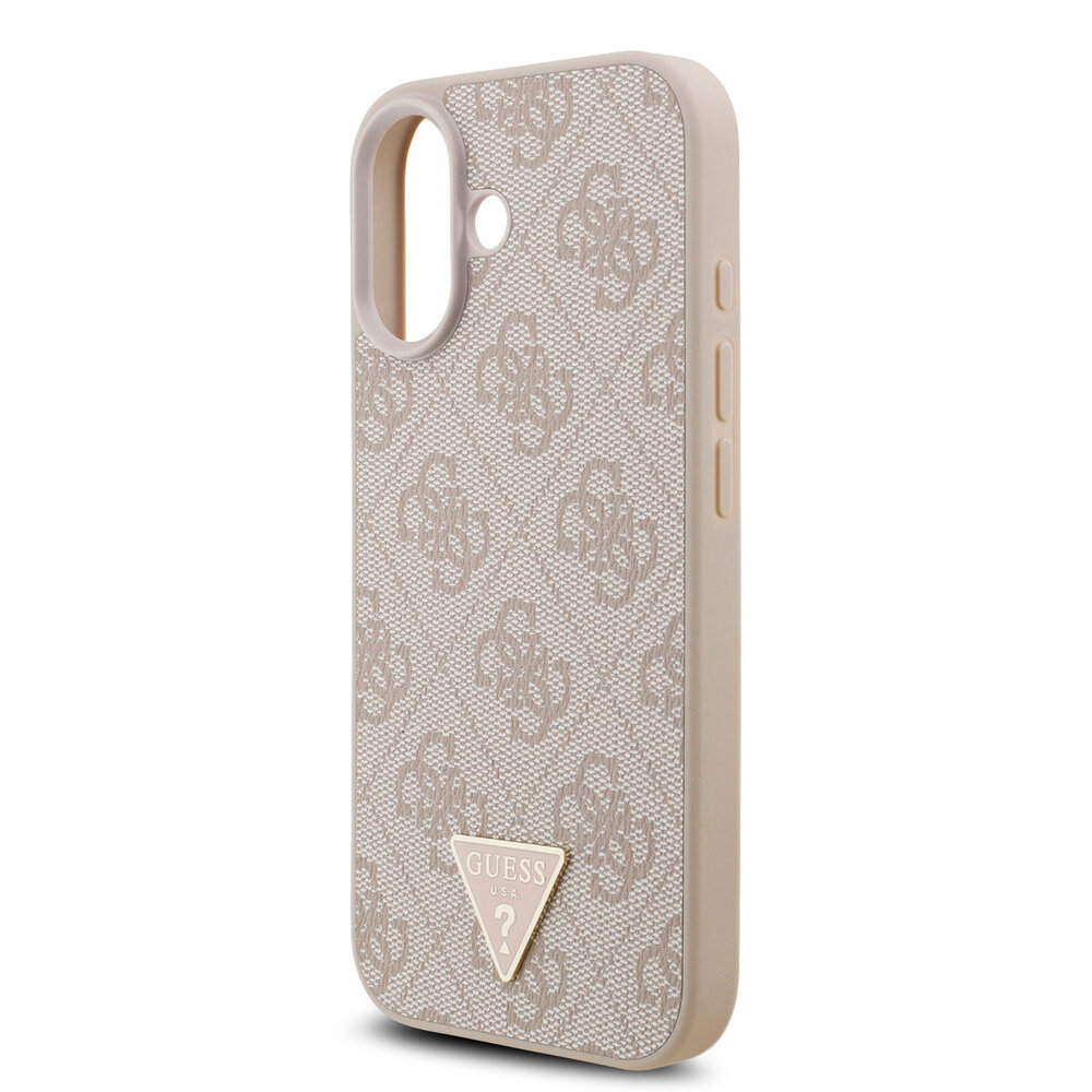 Guess Guess iPhone 17 Backcover hoesje - MagSafe - 4G Triangle Logo - Pearl Strap - Roze