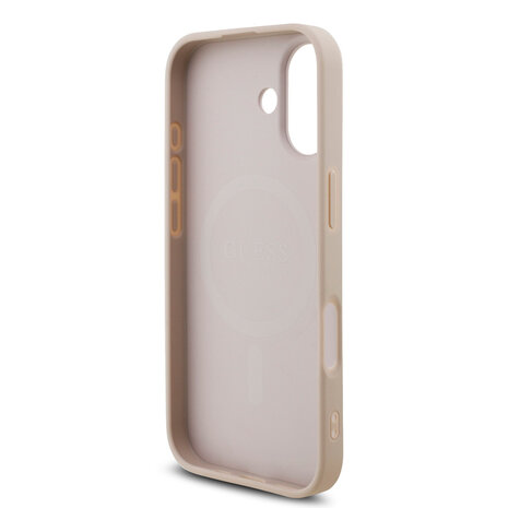 Guess Guess iPhone 17 Back-Cover hul - MagSafe - 4G Triangle Logo - Pearl Strap - Rosa