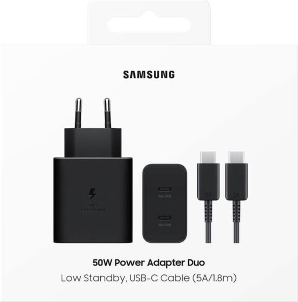 Samsung Samsung EP-T5020XBEGEU 50W Power Adapter DUO - Type-C Cable - Black
