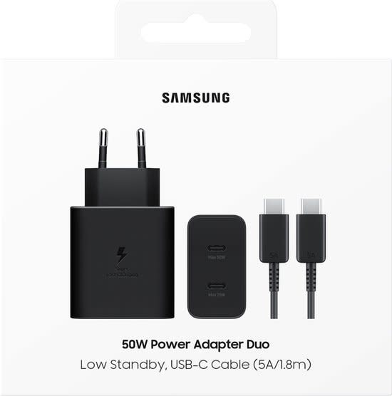 Samsung Samsung EP-T5020XBEGEU 50W Power Adapter DUO - Type-C Cable - Zwart, foto 5 van 5