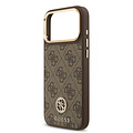 Guess Guess iPhone 17 Pro Max/iPhone 18 Pro Max Handyhülle MagSafe 4G-Logo mit Strass Goldfarbener Rand - Braun