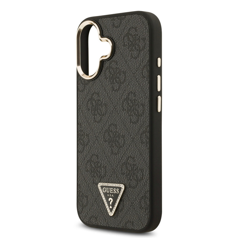 Guess Guess iPhone 17 Back cover coque - MagSafe - 4G Triangle Logo - Gold Edge - Noir