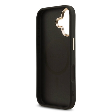 Guess Guess iPhone 17 Back cover coque - MagSafe - 4G Triangle Logo - Gold Edge - Noir
