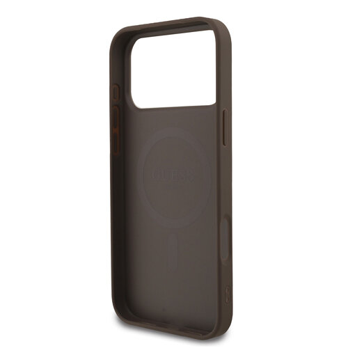Guess Guess iPhone 17 Pro Max/iPhone 18 Pro Max MagSafe Hard Case with 4G Pattern, Triangle Logo and Pearl Strap - Brown